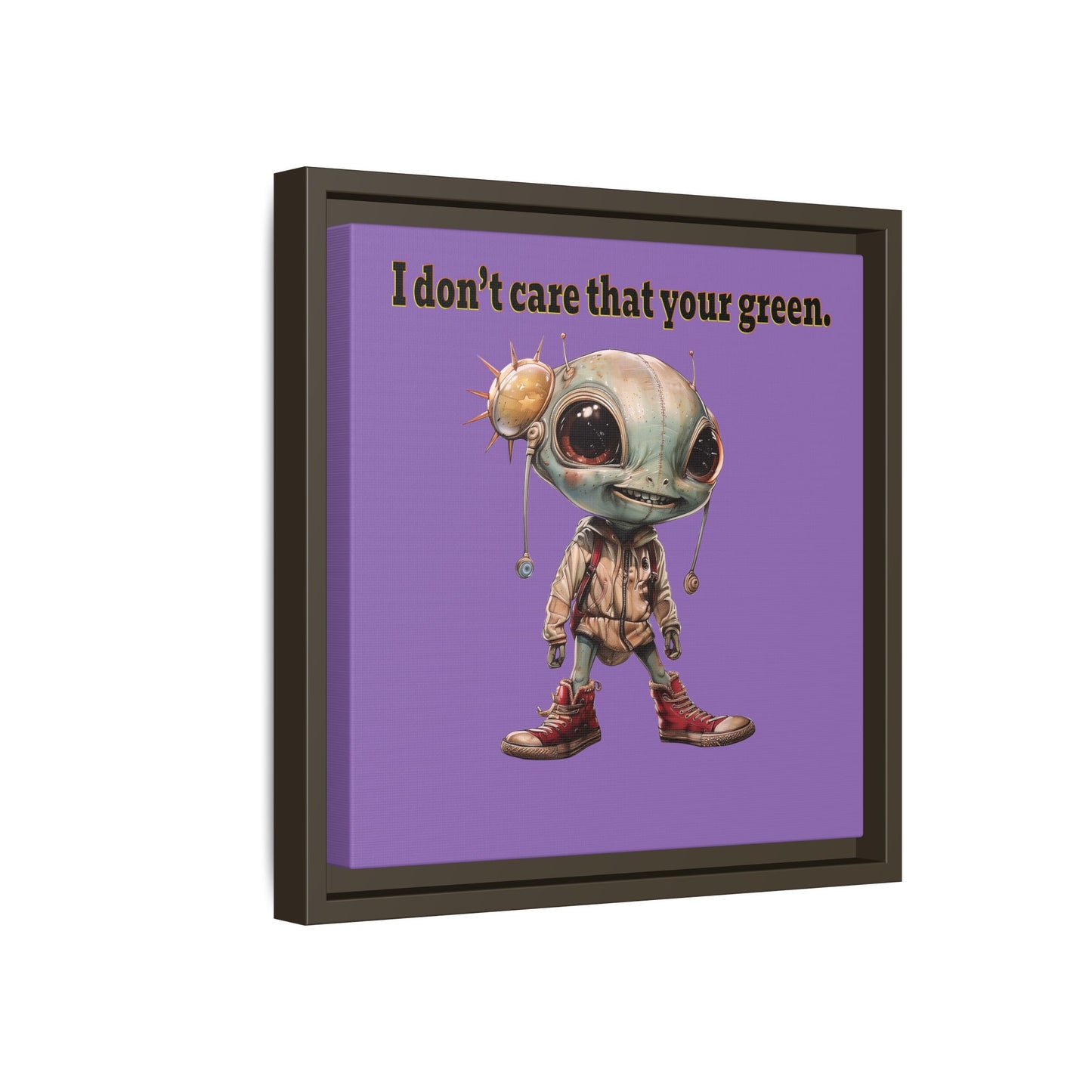 I don't care that your green - framed canvas art (light purple)