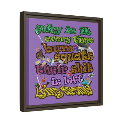the bum's shit - framed canvas art (light purple)
