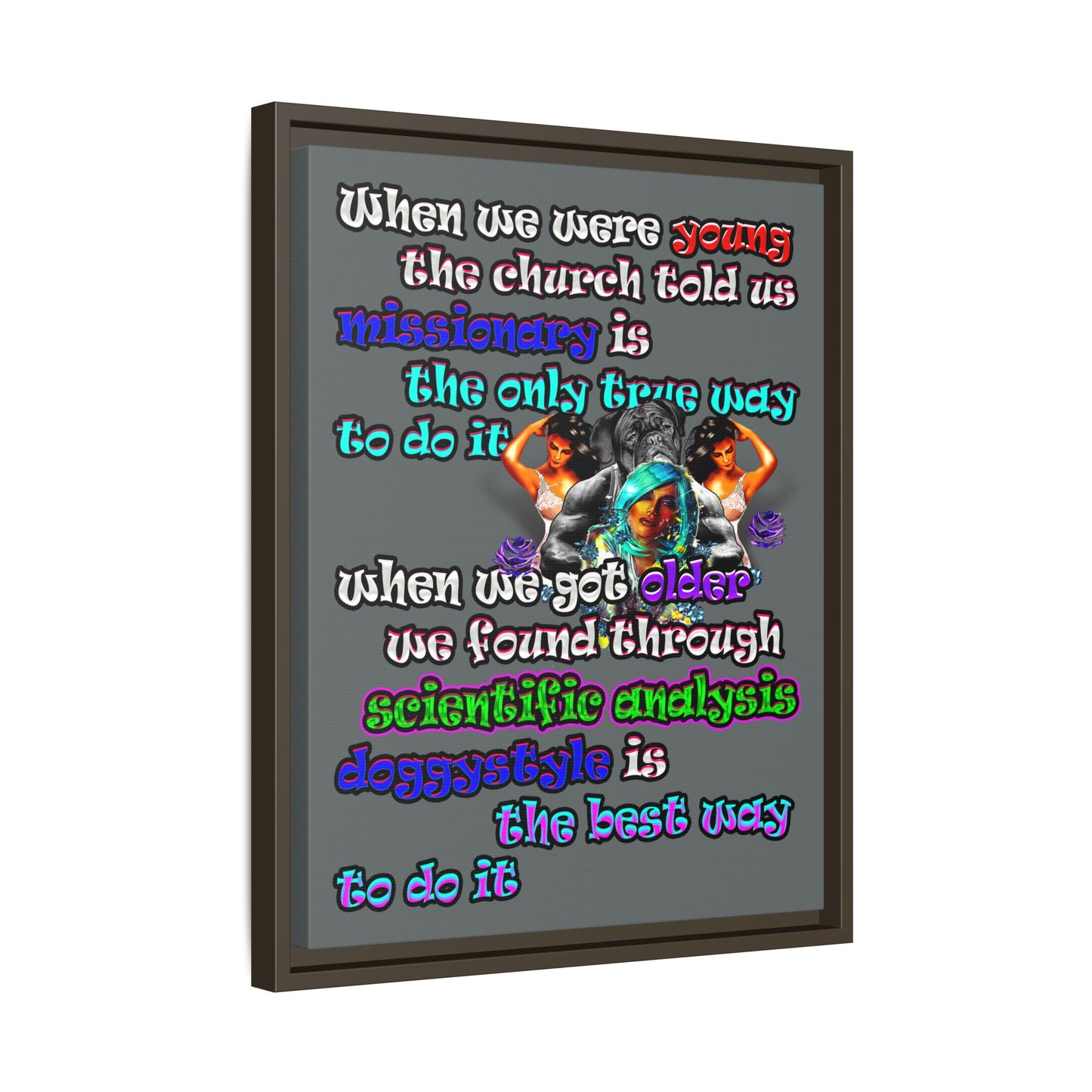doggystyle - framed canvas art (dark grey)