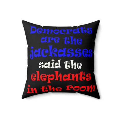 donkeys and elephants - Faux Suede Square Pillow - (black)