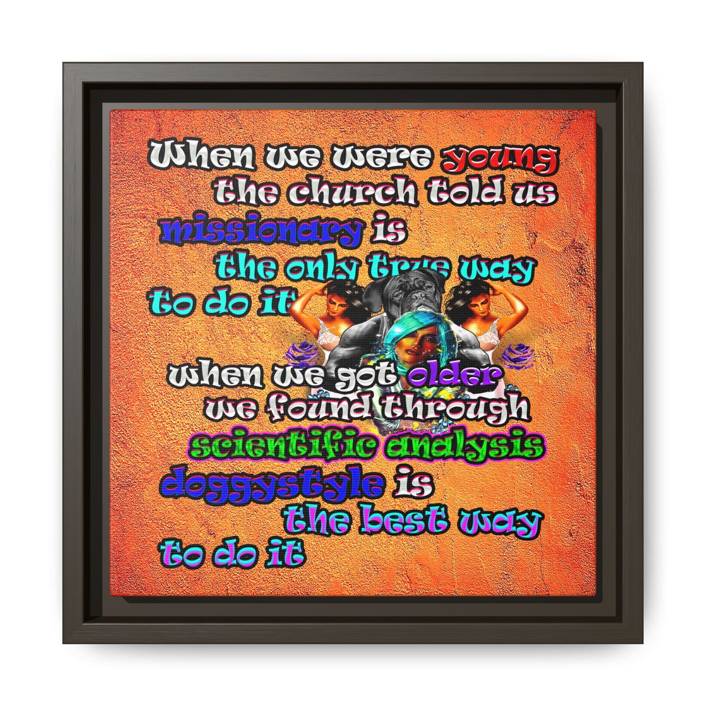 doggystyle - framed canvas art (burnt orange)