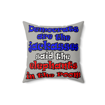 donkeys and elephants - Faux Suede Square Pillow - (light grey)