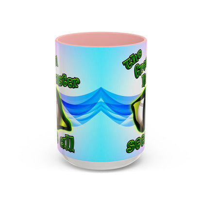 green monster - Accent Mug (light blue-pink wave)
