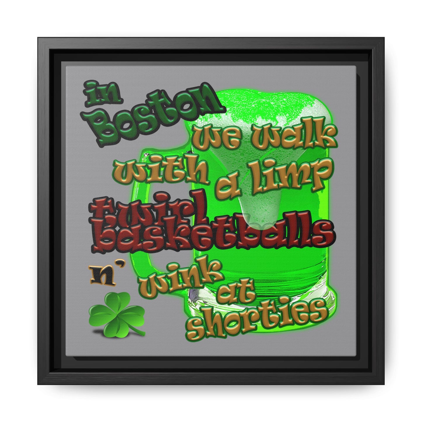 celtics logo - framed canvas art (grey)
