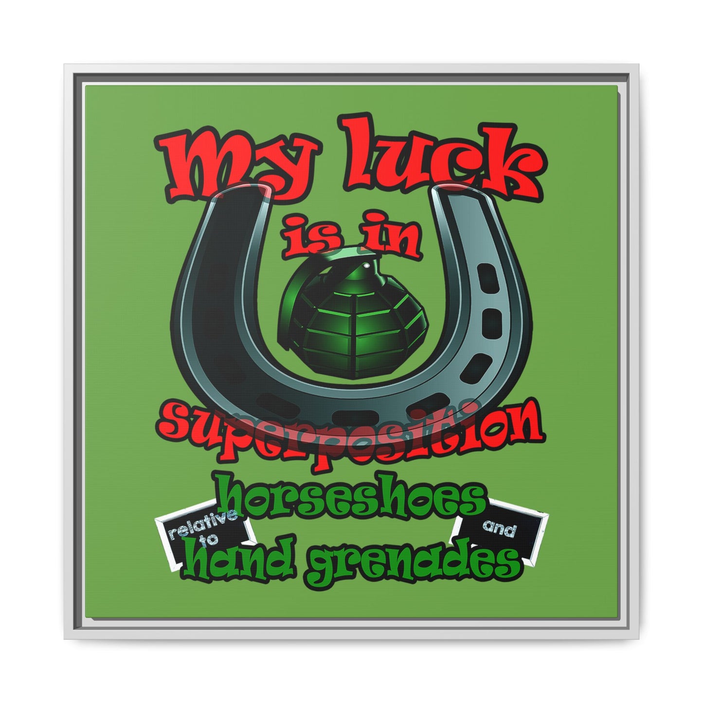 my luck - framed canvas art (green)