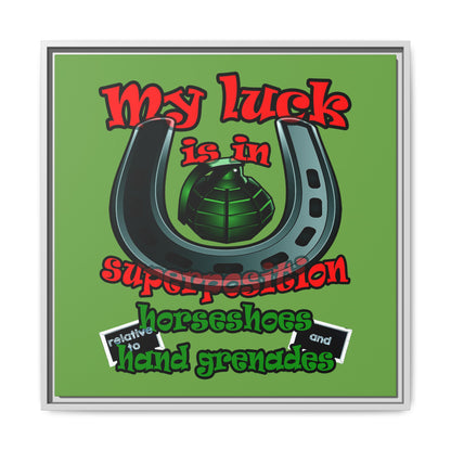 my luck - framed canvas art (green)