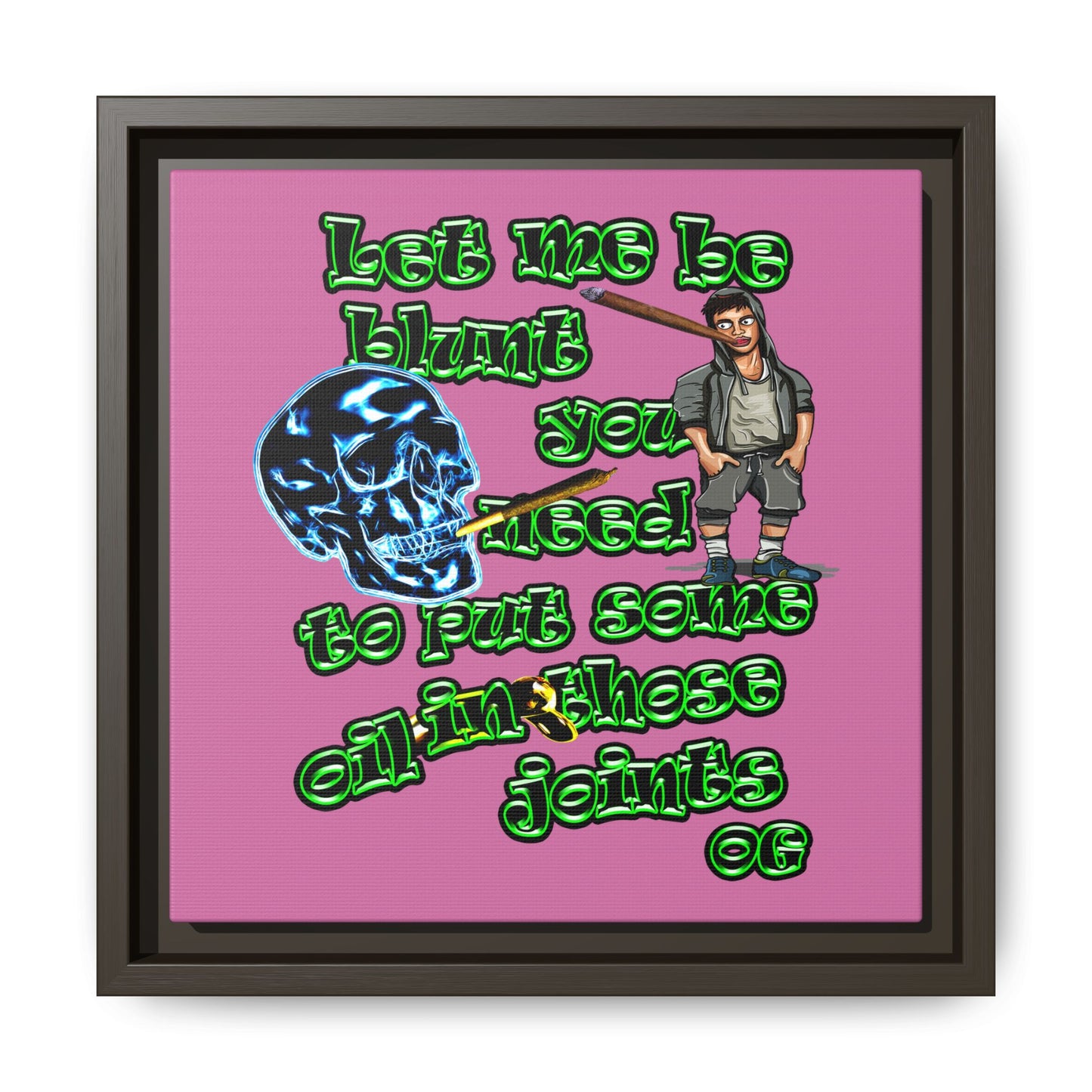 og - framed canvas art (light pink)