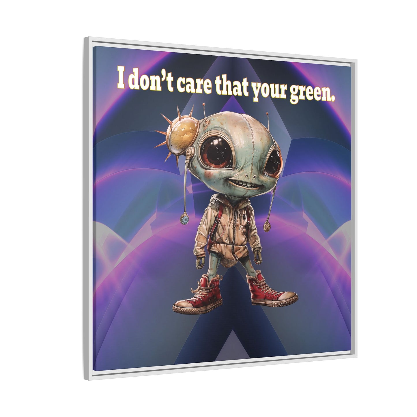 I don't care that your green - framed canvas art (grey-pink wave)