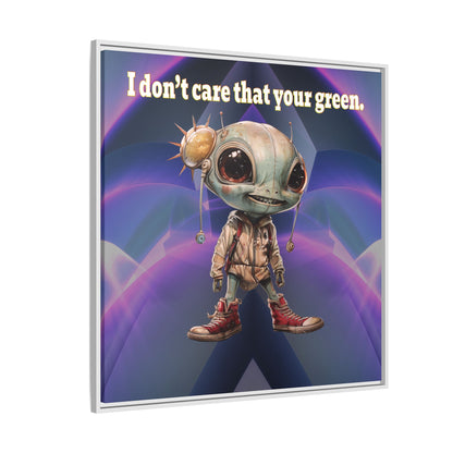 I don't care that your green - framed canvas art (grey-pink wave)