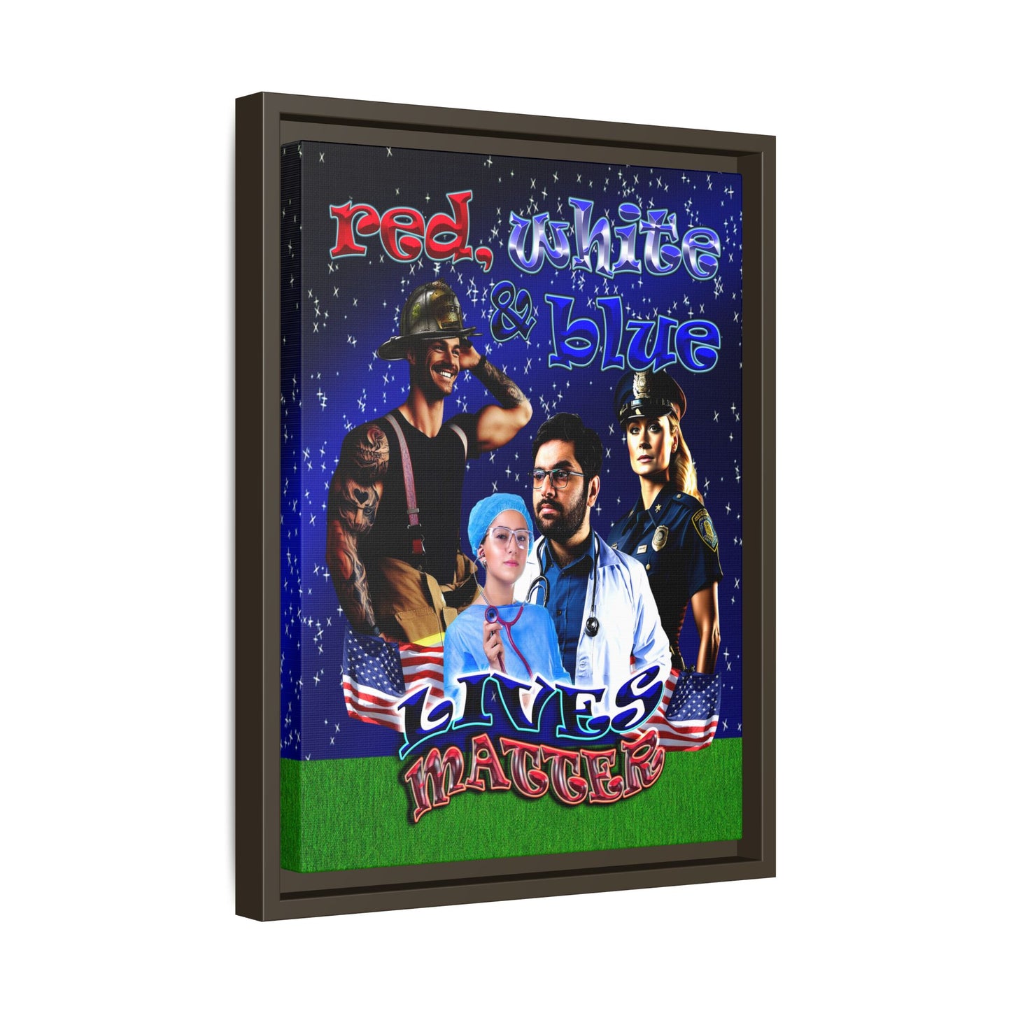 rw&b lives matter - framed canvas art ('snoops' background)