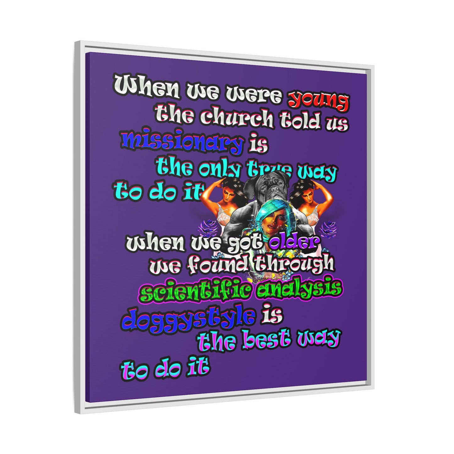 doggystyle - framed canvas art (purple)