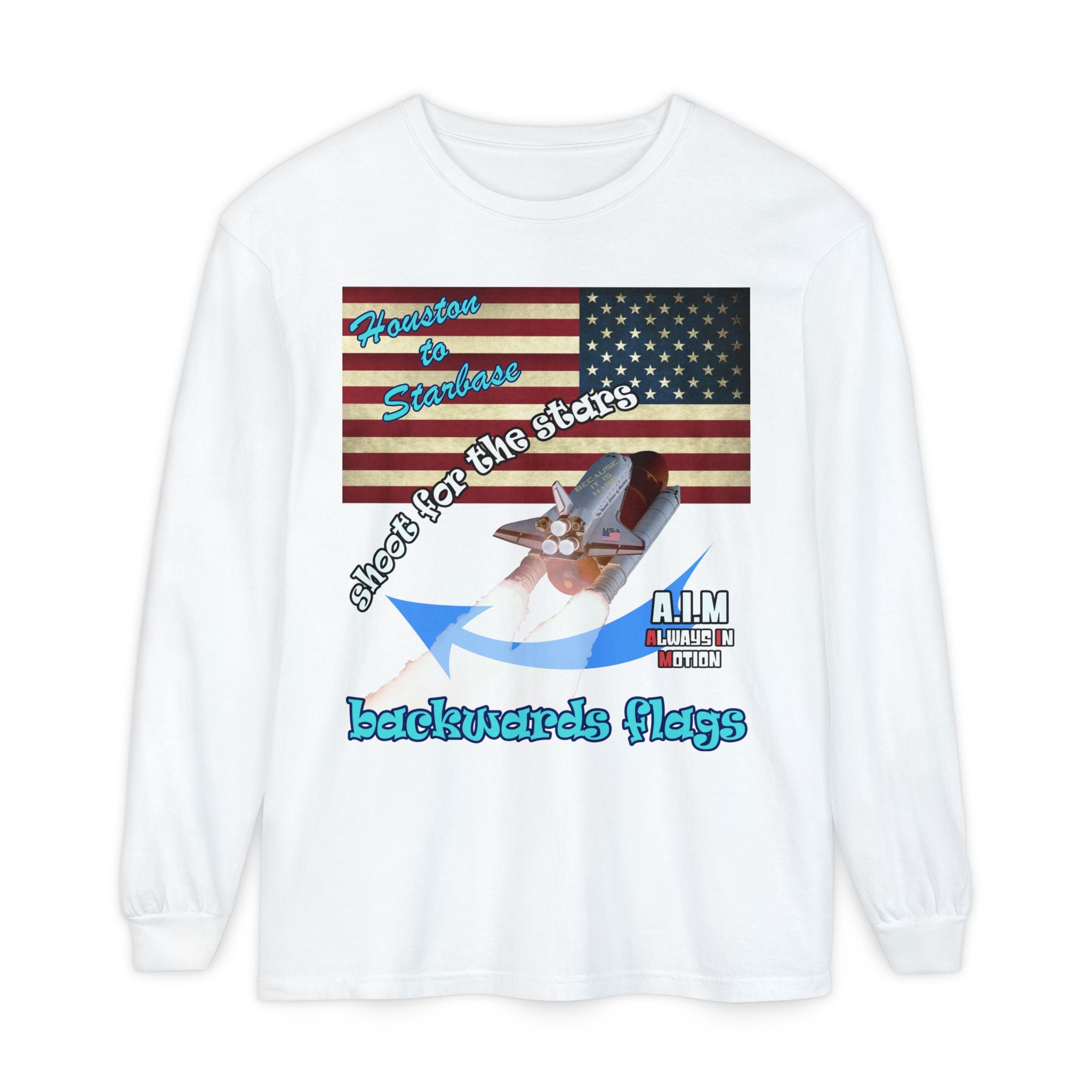 shoot for the stars - Unisex Garment-dyed Long Sleeve T-Shirt