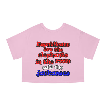 donkeys and elephants - Champion Women's Heritage Cropped T-Shirt