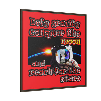 defy conquer reach - framed canvas art (red)