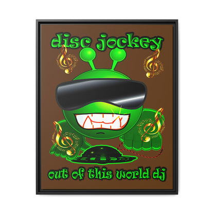 disc jockey - framed canvas art (brown)