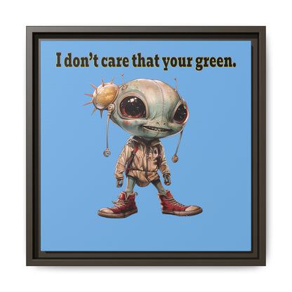 I don't care that your green - framed canvas art (light blue)
