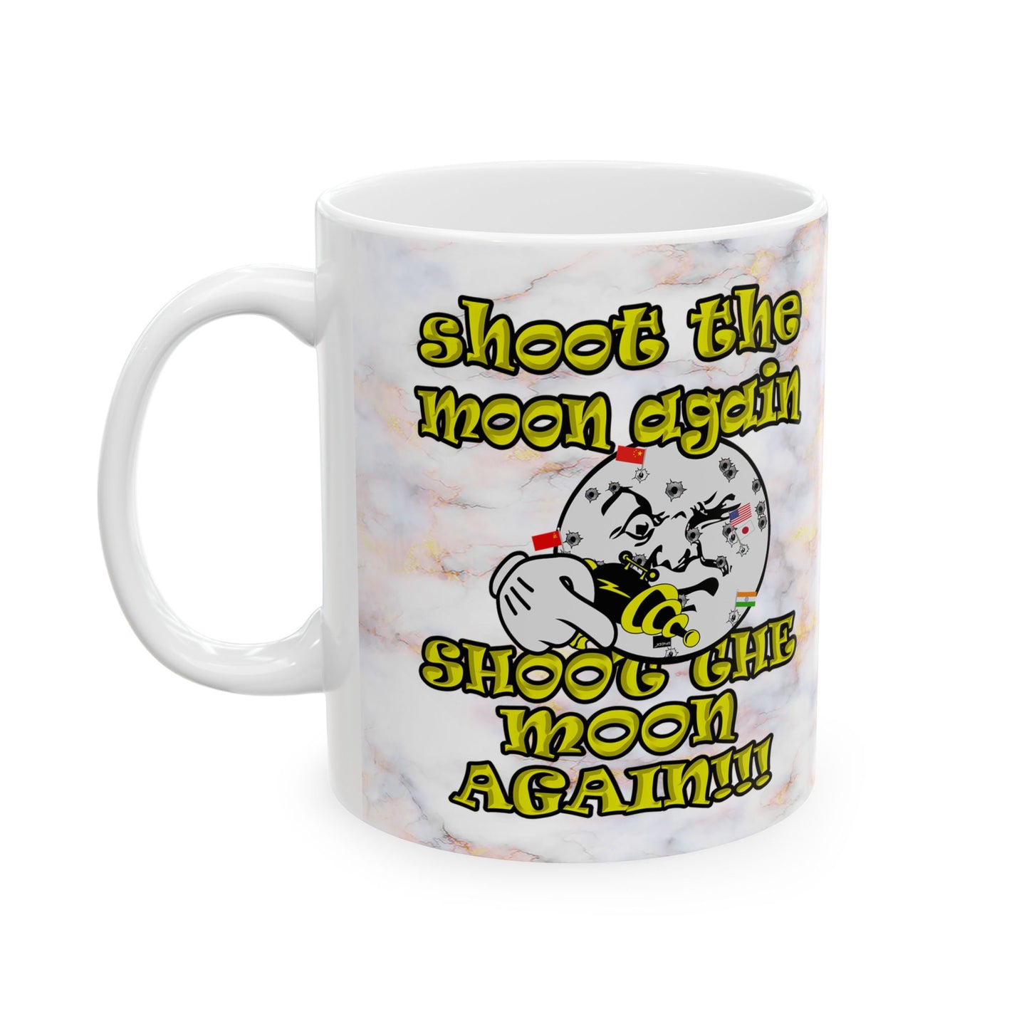 shoot the moon again - White Mug (white marble)