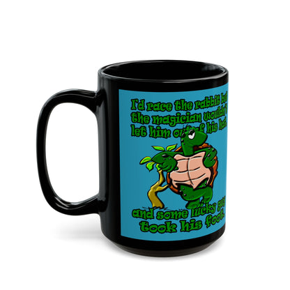 turtle race - Black Mug (turquoise)