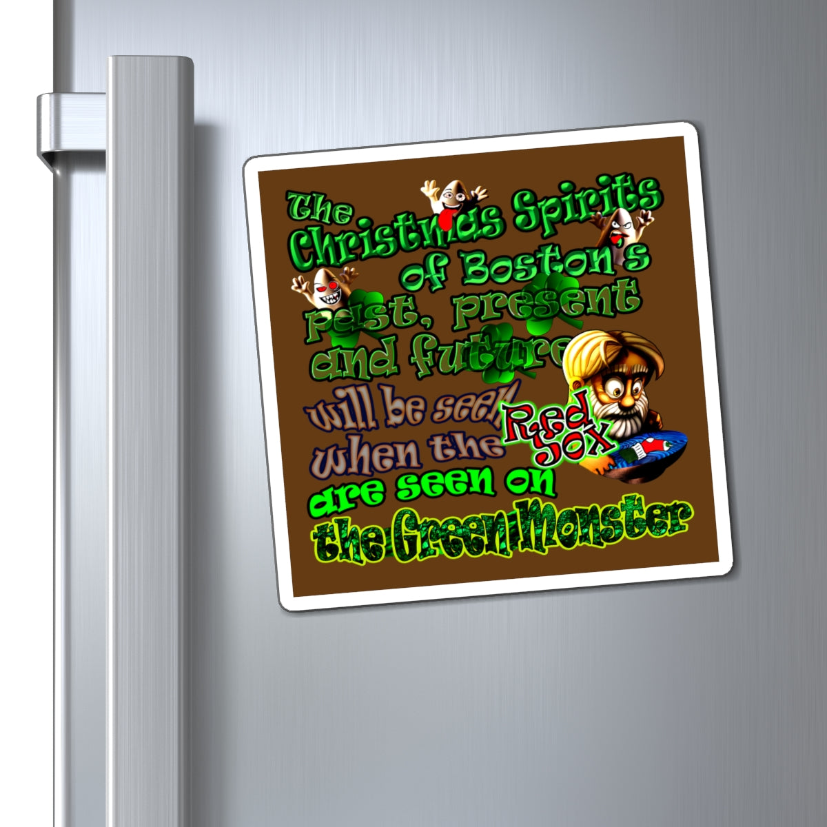 christmas spirits of boston - Magnets - (brown)