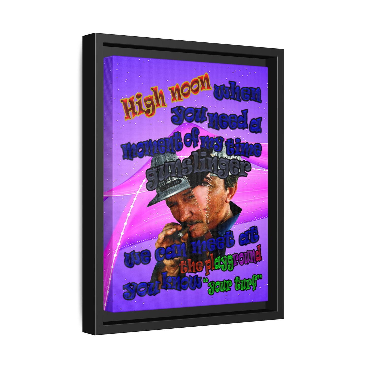 high noon - framed canvas art (purple-pink wave)