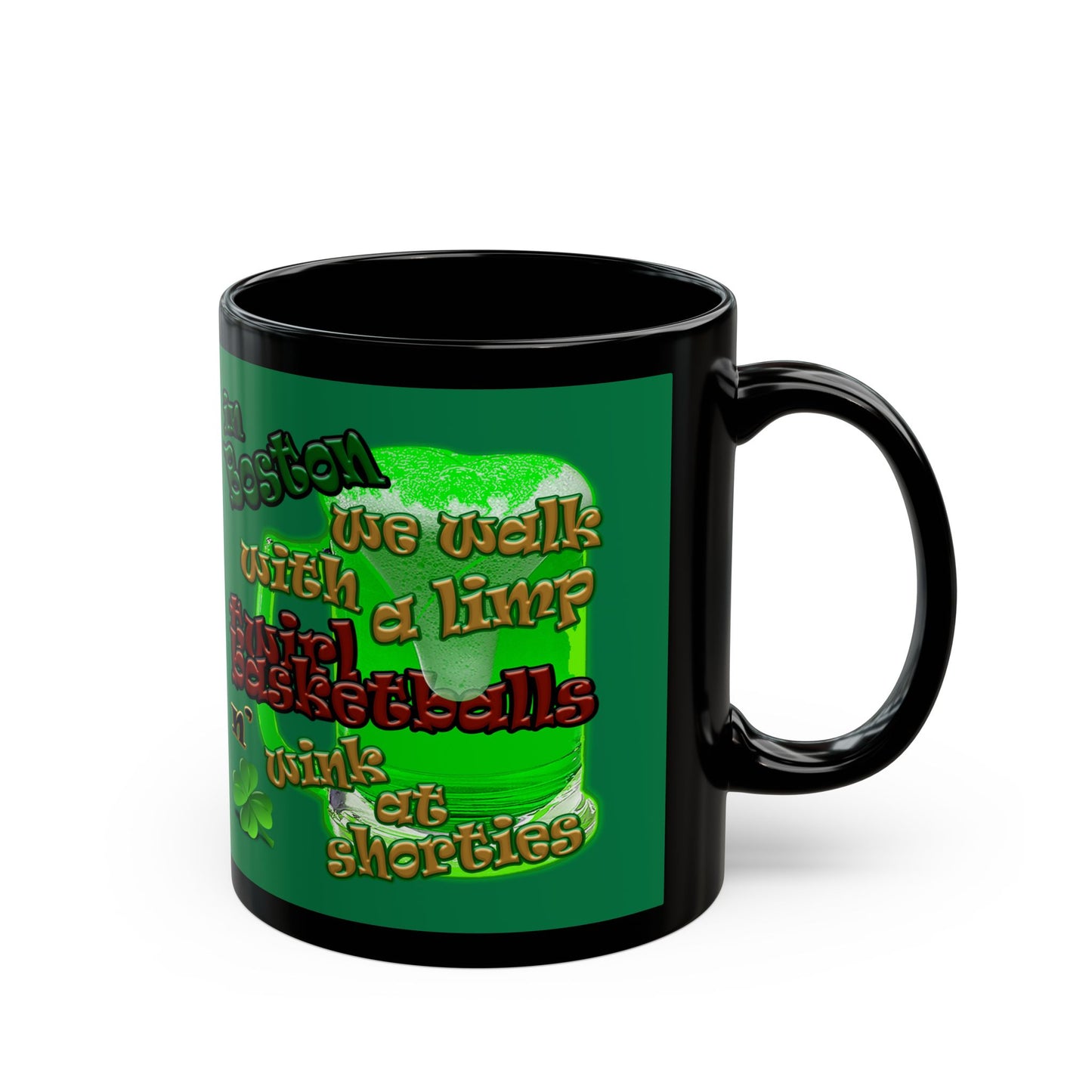 celtics logo - Black Mug (dark green)