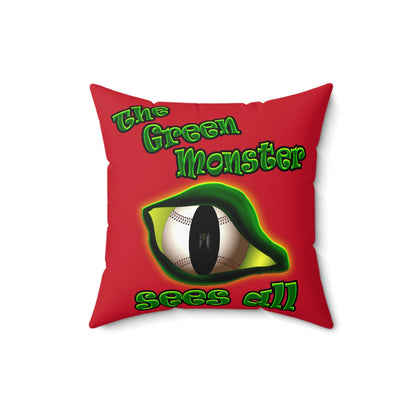 green monster - Spun Polyester Square Pillow - (dark red)