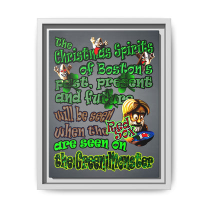 christmas spirits of boston - framed canvas art (grey-light grey)