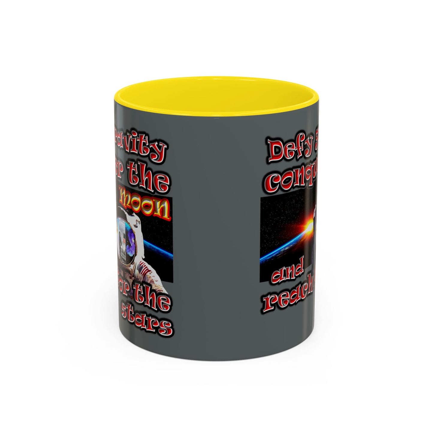 defy conquer reach - Accent Mug (dark grey)