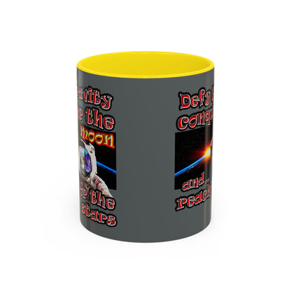 defy conquer reach - Accent Mug (dark grey)