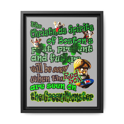 christmas spirits of boston - framed canvas art (light grey)