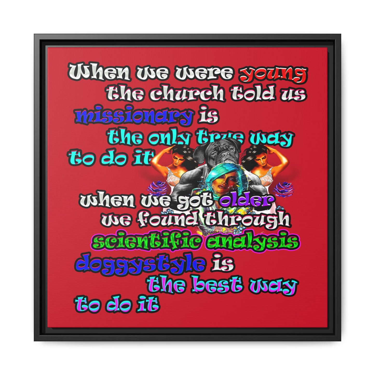 doggystyle - framed canvas art (dark red)