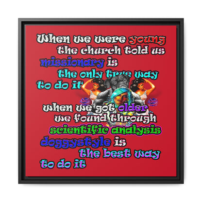 doggystyle - framed canvas art (dark red)
