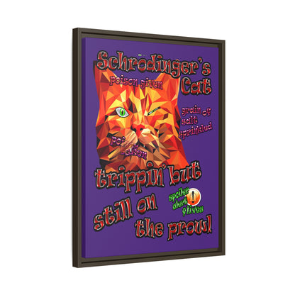 schrodinger's cat - framed canvas art (purple)