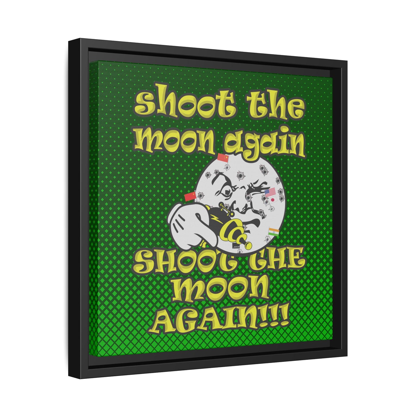 shoot the moon again - framed canvas art (logo green)