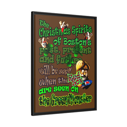 christmas spirits of boston - framed canvas art (brown)