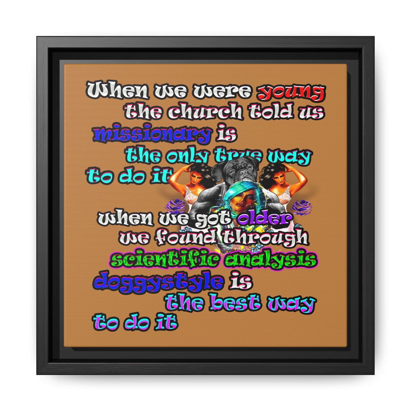 doggystyle - framed canvas art (light brown)