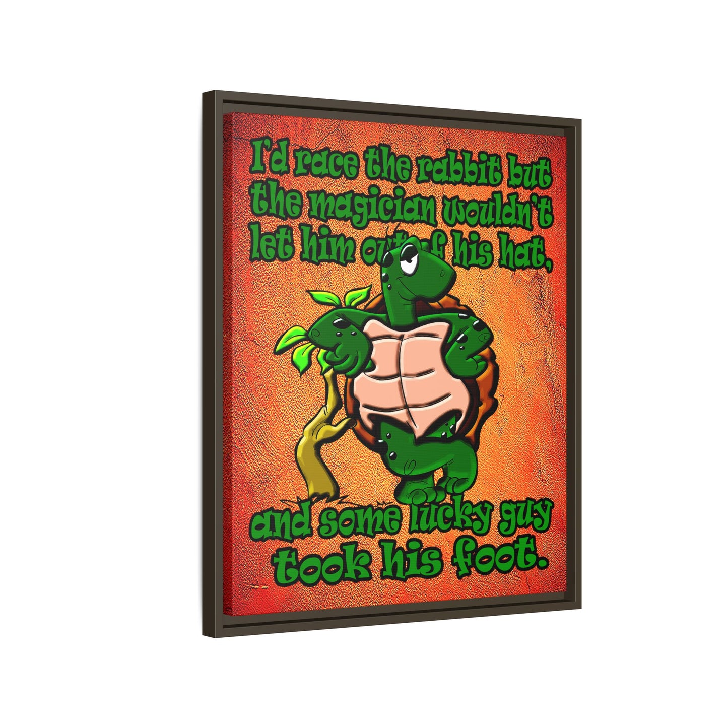 turtle race - framed canvas art (burnt orange)