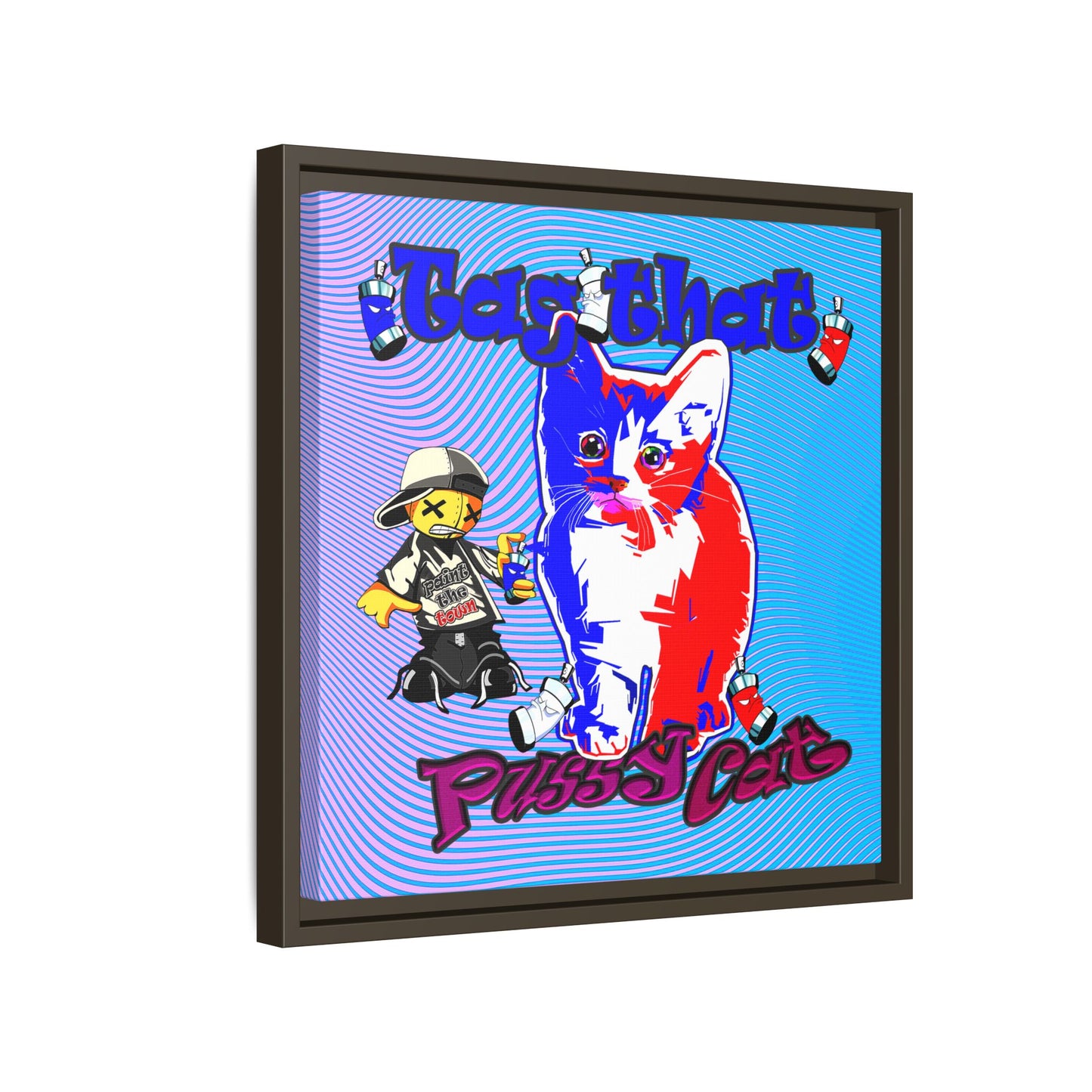 tag that - framed canvas art (light blue-purple wave)