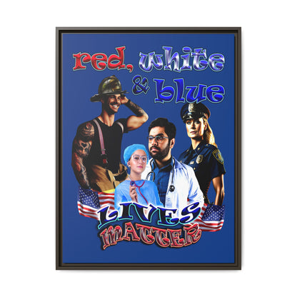 rw&b lives matter - framed canvas art (dark blue)