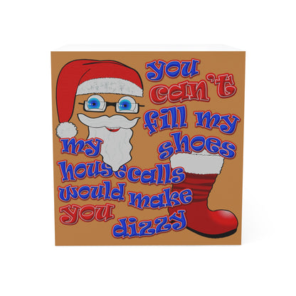 santa's shoes - note cube (light brown)