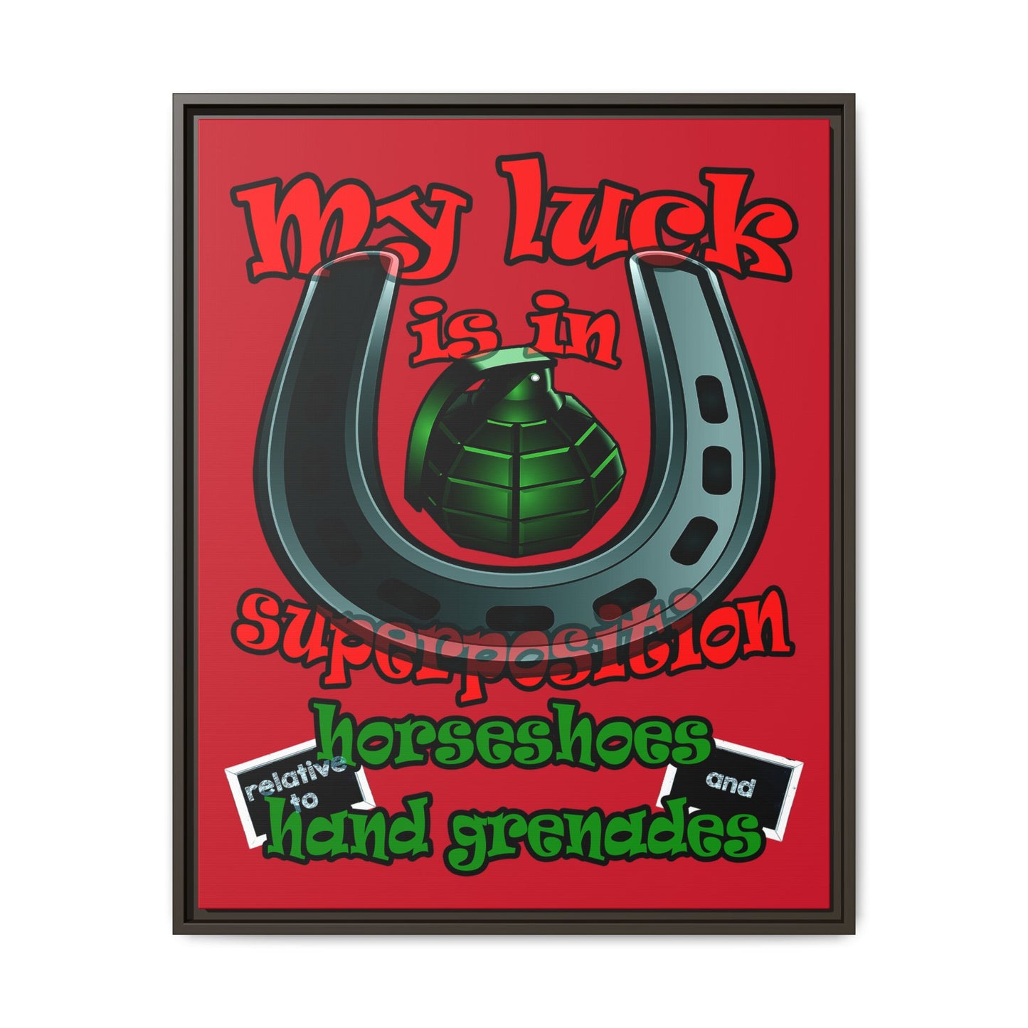 my luck - framed canvas art (dark red)