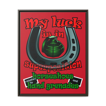 my luck - framed canvas art (dark red)