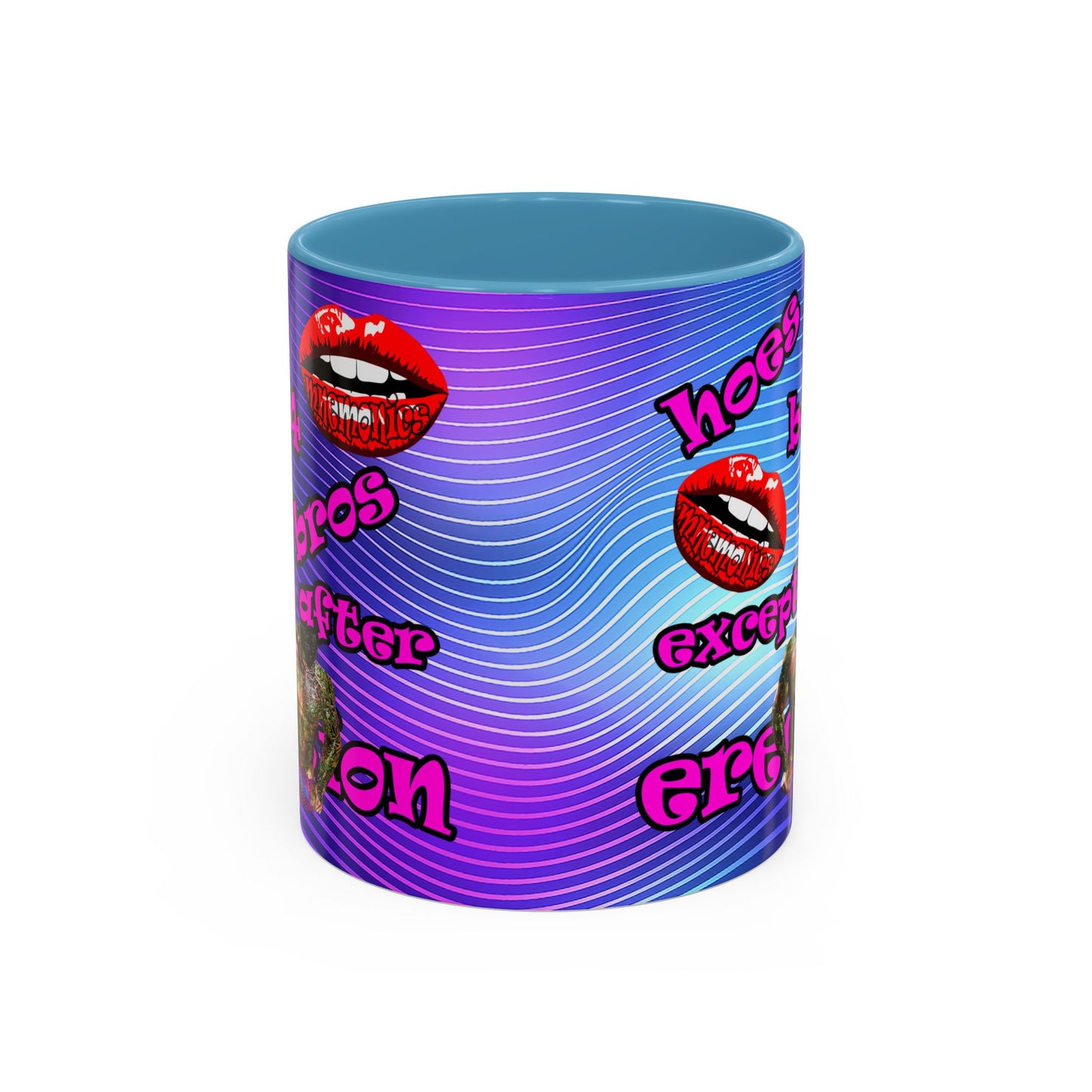 hoes b4 bros - Accent Mug (purple wave)