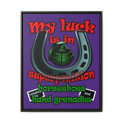 my luck - framed canvas art (purple)