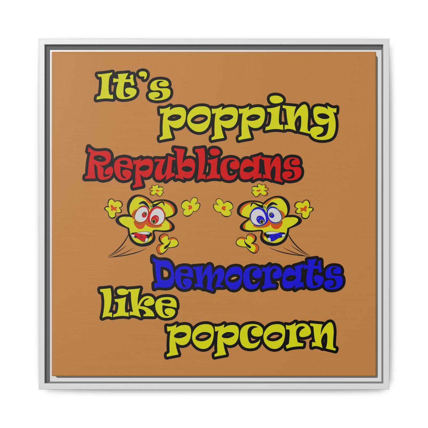 popping like popcorn - framed canvas art (light brown)