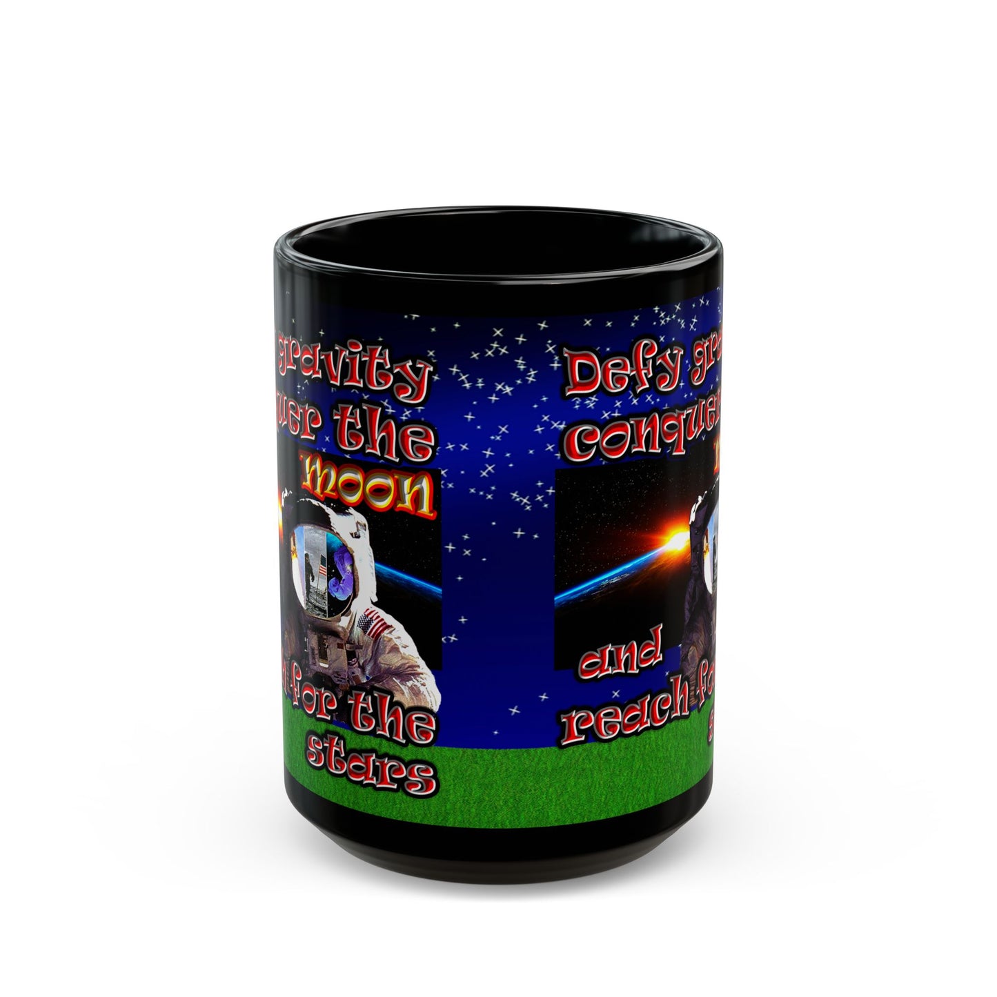 defy conquer reach - Black Mug ('snoops' background)
