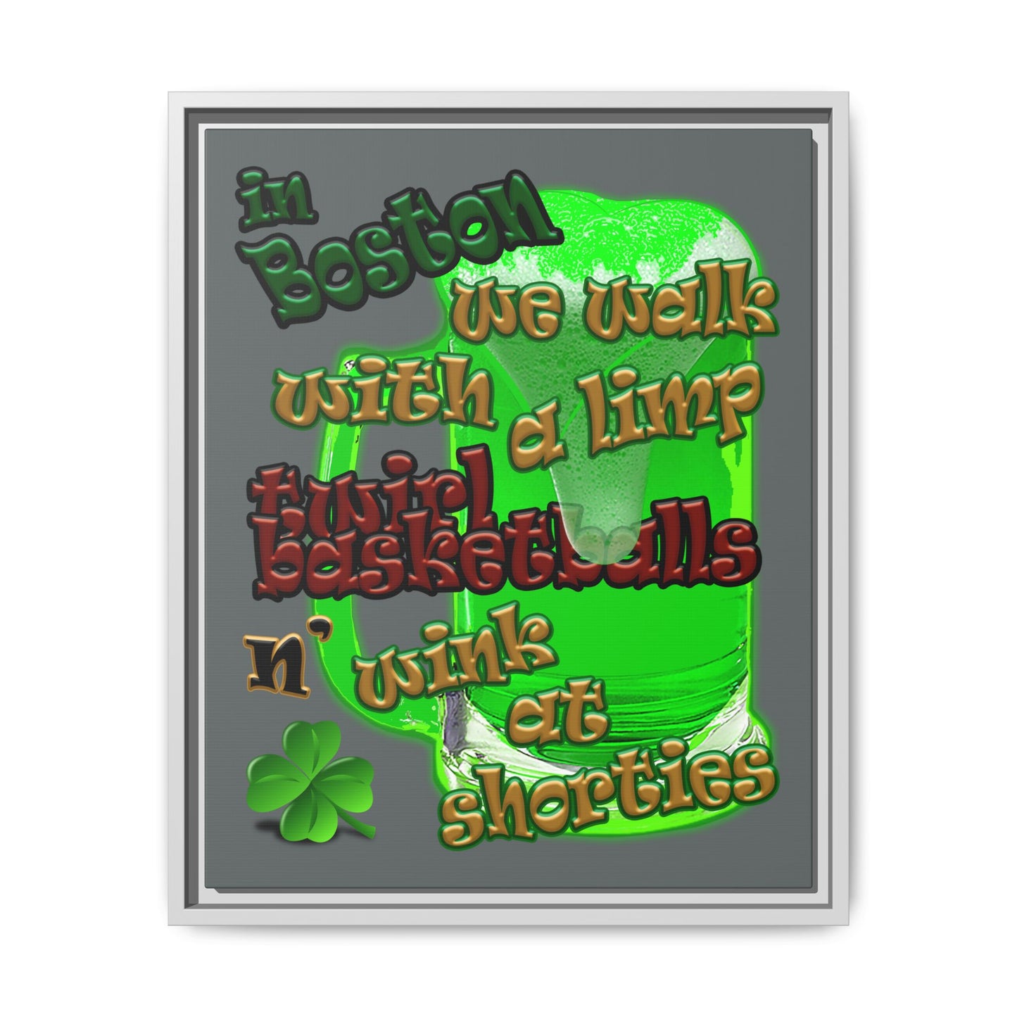 celtics logo - framed canvas art (dark grey)