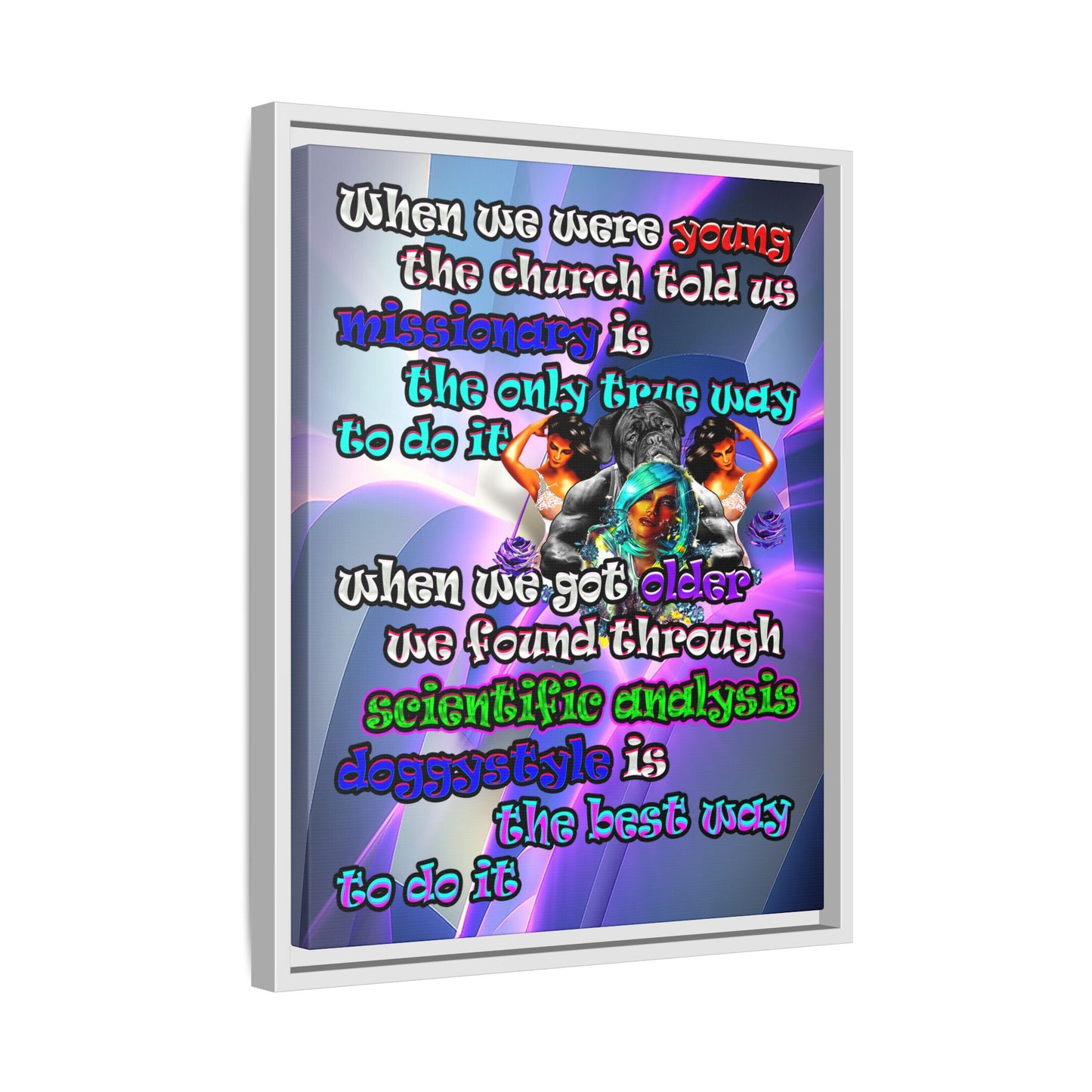 doggystyle - framed canvas art (grey-pink wave)