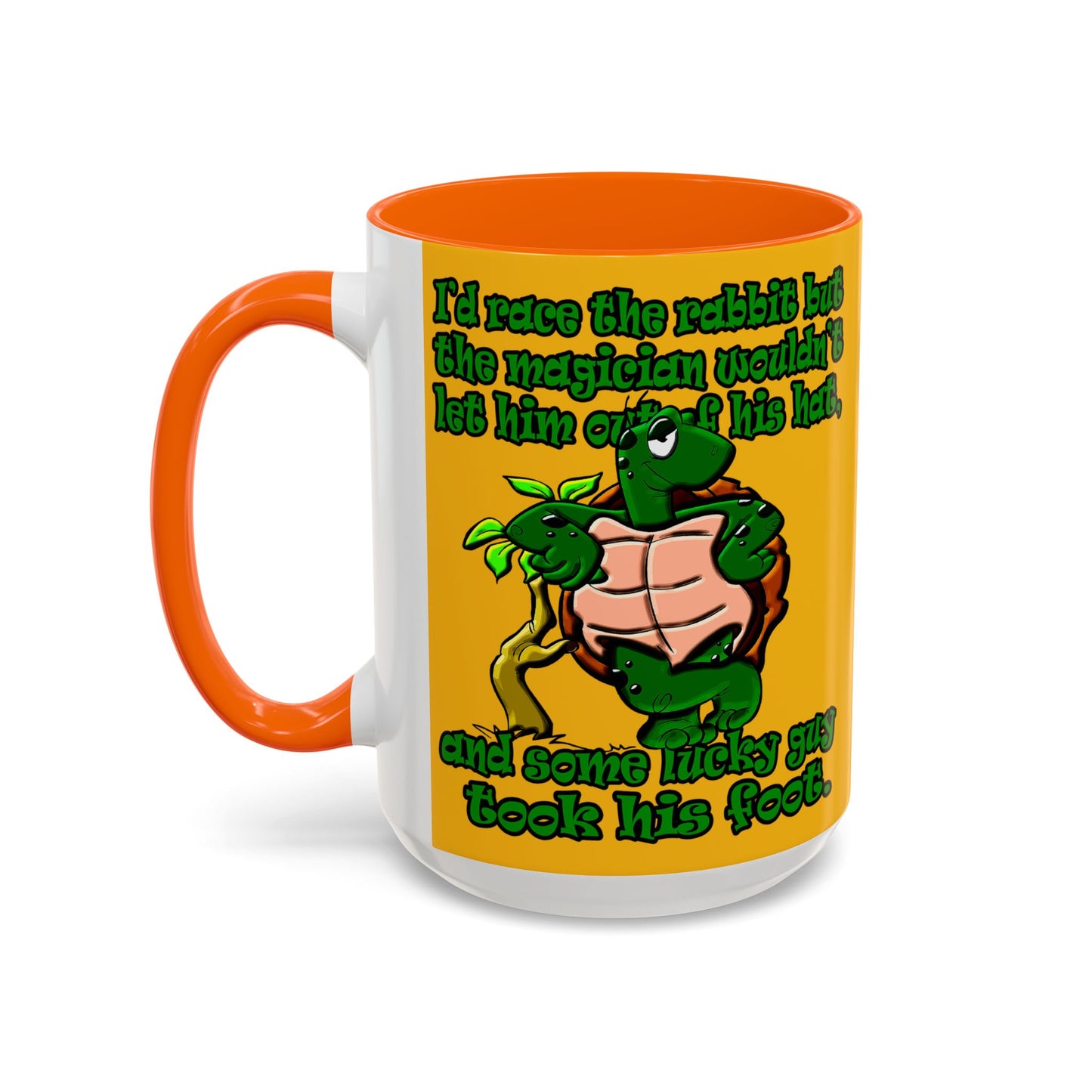 turtle race - Accent Mug (yellow)