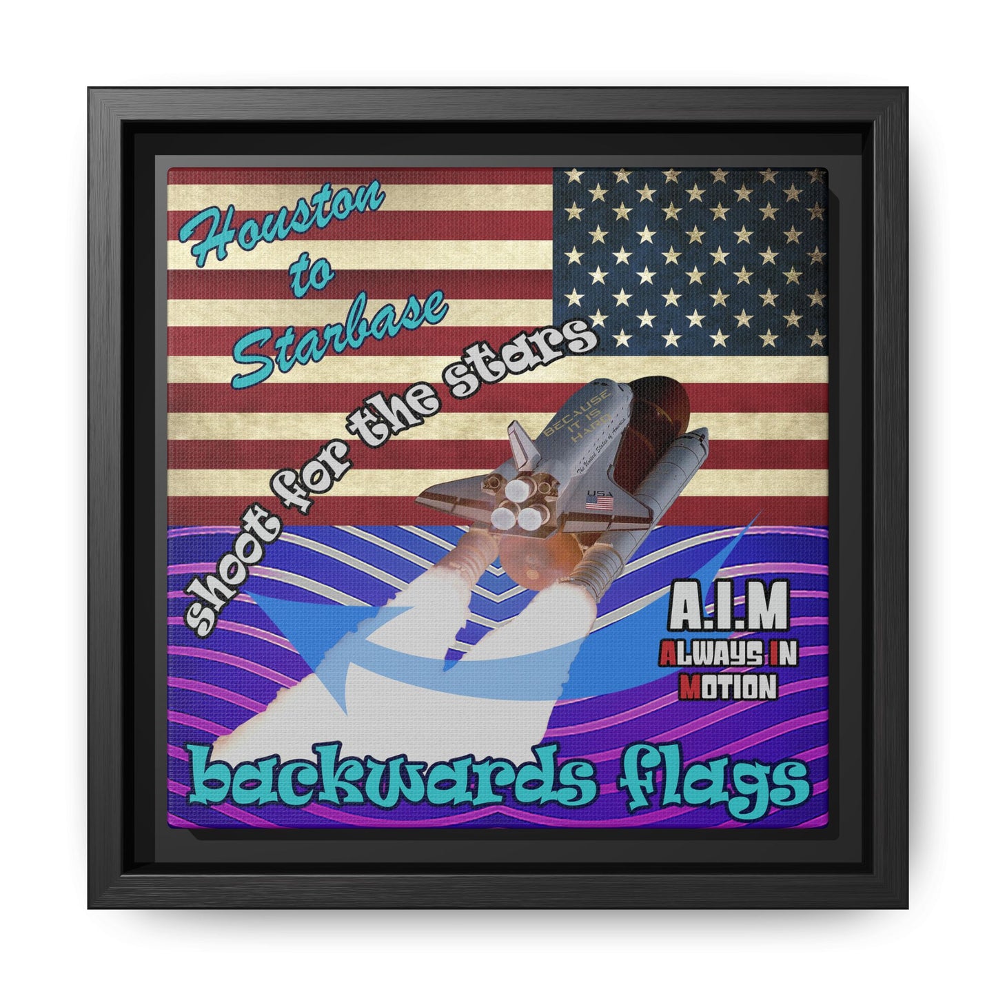 shoot for the stars - framed canvas art (purple wave)